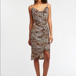 Charlotte Russe Leopard Print Cowl Neck Midi Dress